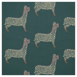 Tissu Warm Gold Gradient Paw Print Dog Silhouette Fabric