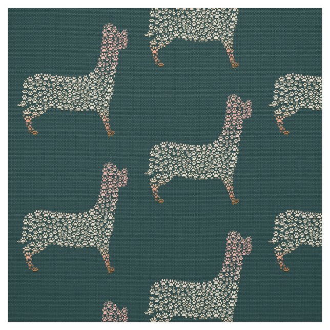 Tissu Warm Gold Gradient Paw Print Dog Silhouette Fabric (Échantillon)