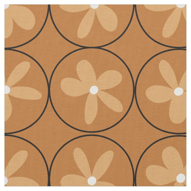Tissu Warm Mustard Floral Tile - Combed Cotton Fabric (Fermer)