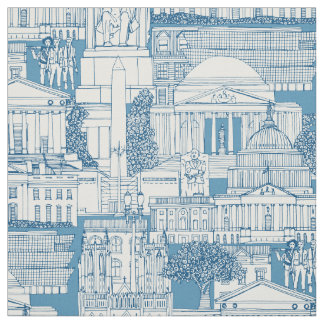Tissu Washington DC toile bleue