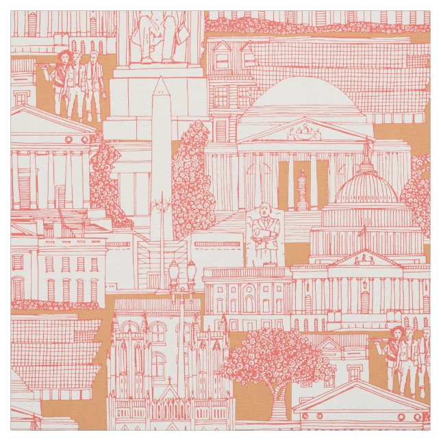 Tissu Washington DC toile coucher de soleil orange (Échantillon)