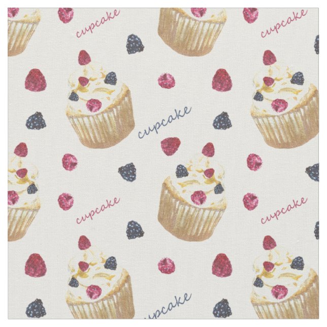 Tissu Watercolor cupcakes (Fermer)
