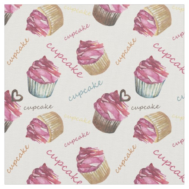 Tissu Watercolor cupcakes (Fermer)