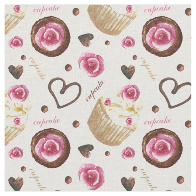Tissu Watercolor cupcakes (Fermer)