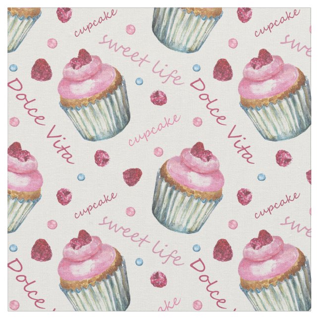 Tissu Watercolor cupcakes (Fermer)