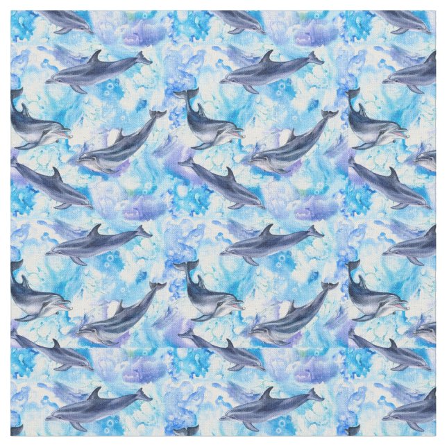Tissu watercolor dolphin fish seamlestern (Fermer)