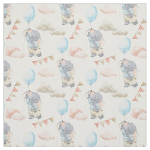 Tissu Watercolor Elephant Balloon Nursery pour enfant Im