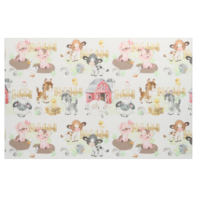 Tissu Watercolor Farm Animaux Baby Nursery (Fat Quarter)