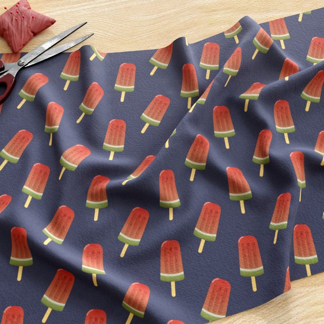 Tissu Watermelon Popsicle Motif Navy Blue Fabric (A fun watermelon Popsicle pattern fabric just for you)