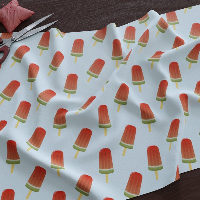 Tissu Watermelon Popsicle Motif Summer Sky Blue Fabric (A fun summer watermelon ice pop pattern fabric just for you)