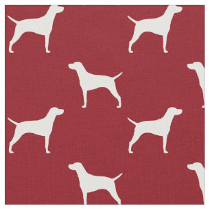 Tissu Weimaraner Chien race Silhouettes Rouge et Blanc