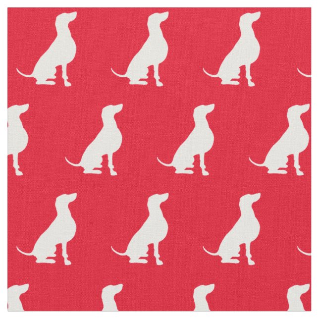 Tissu Weimaraner Chien Silhouette Animal Rouge (Fermer)