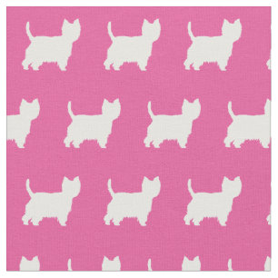 Tissu West Highland Terrier Chien Silhouette Animal rose