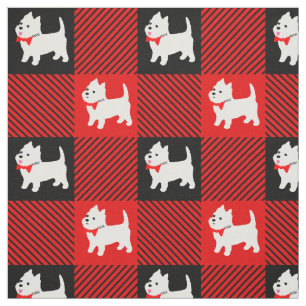 Tissu West Highland White Terriers Westin Puppy Plaid