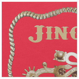 Tissu Western Cowboy Épouse Jingle Tout Chemin Rouge 9"