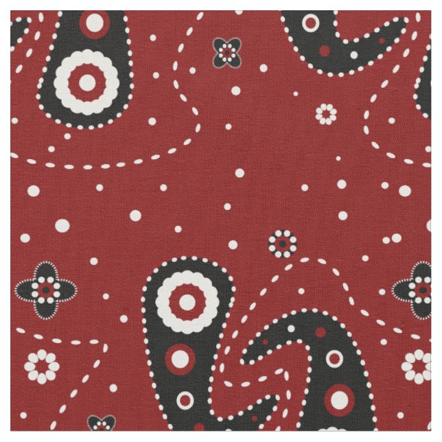 Tissu Western Paisley Red Black Fabric (Fermer)