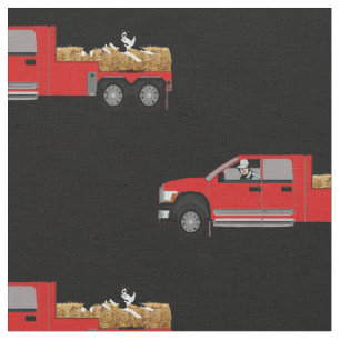 Tissu Western Ranch Cowboy en camion avec foin et chien