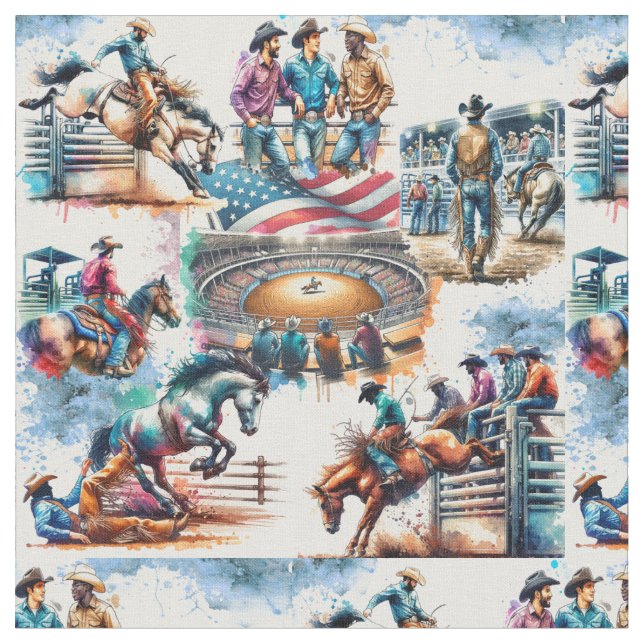Tissu Western Rodeo Cowboy Bronc Riding Event (Fermer)