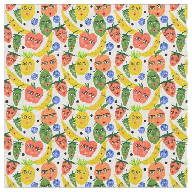 Tissu Whimsical Funny Motif de salade de fruits (Fermer)