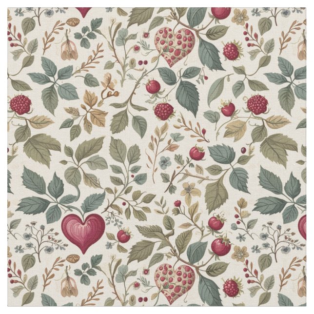 Tissu "Whimsical Heart and Berry Pattern" (Fermer)