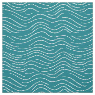 Tissu Whimsical Turquoise blanc Vague rayé