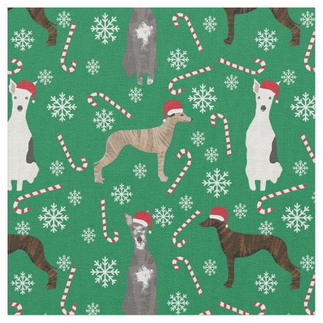 Tissu whippet dogs Noël (Fermer)