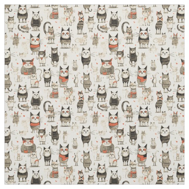 Tissu Whiskers Whimsical : Whimsy Cat (Échantillon)