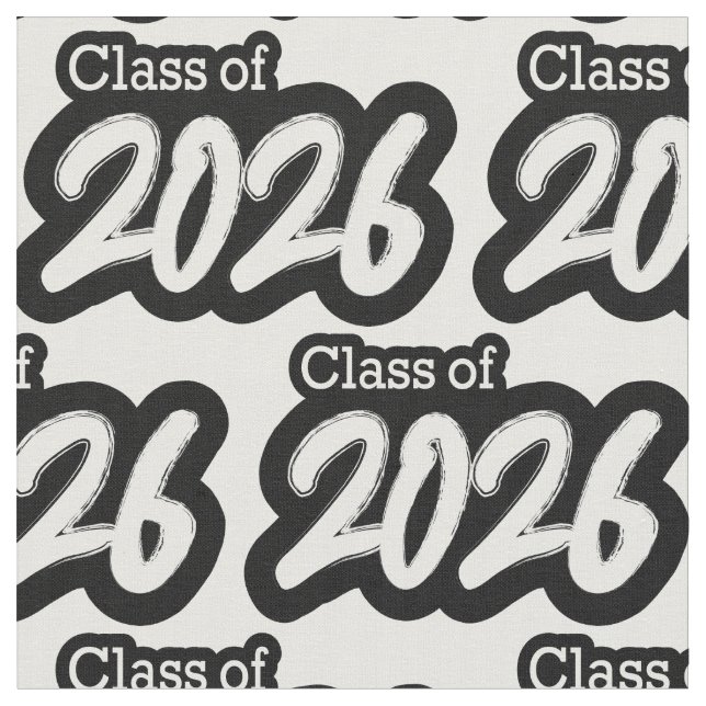 Tissu White Bold Brush Class of 2026 (Fermer)