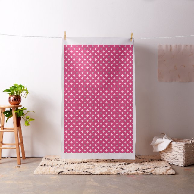 Tissu White polka crosses on fuchsia (In Situ)