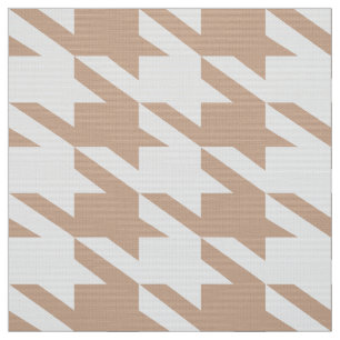 Tissu White & Tan Houndstooth Motif sans couture