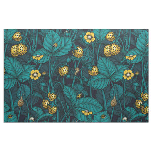 Tissu Wild strawberries, yellow and blue