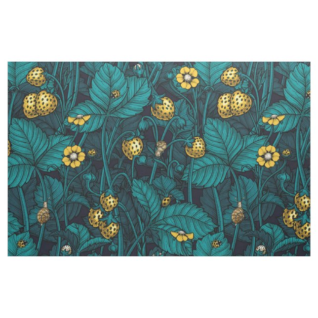 Tissu Wild strawberries, yellow and blue (Fat Quarter)