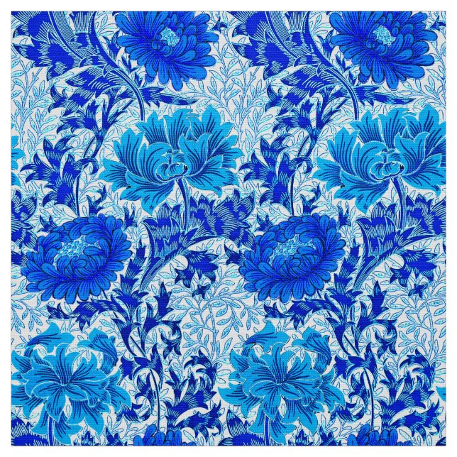 Tissu William Morris Chrysanthemums Nuances de Denim Blu (Échantillon)