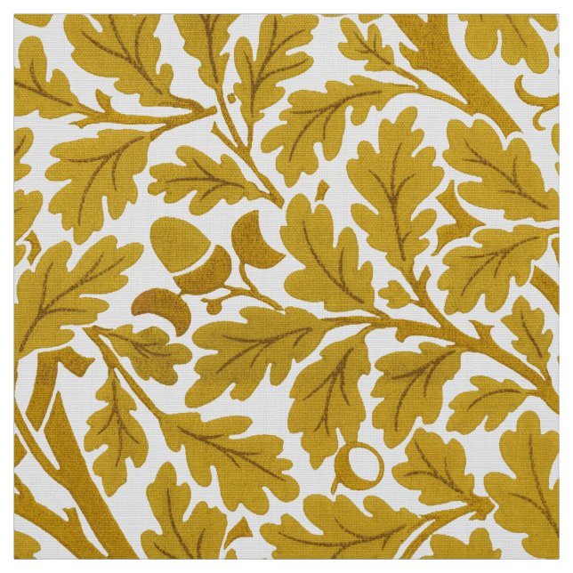 Tissu William Morris Feuilles de chêne, moutarde jaune e (Échantillon)