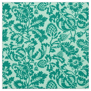 Tissu William Morris Floral Damask, Turquoise et Aqua