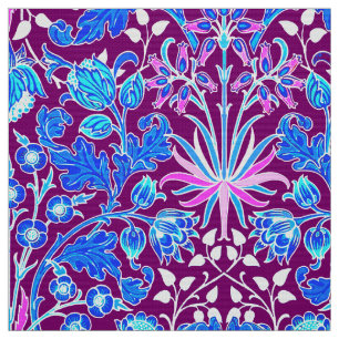 Tissu William Morris Hyacinth Imprimer, Aqua et Purple