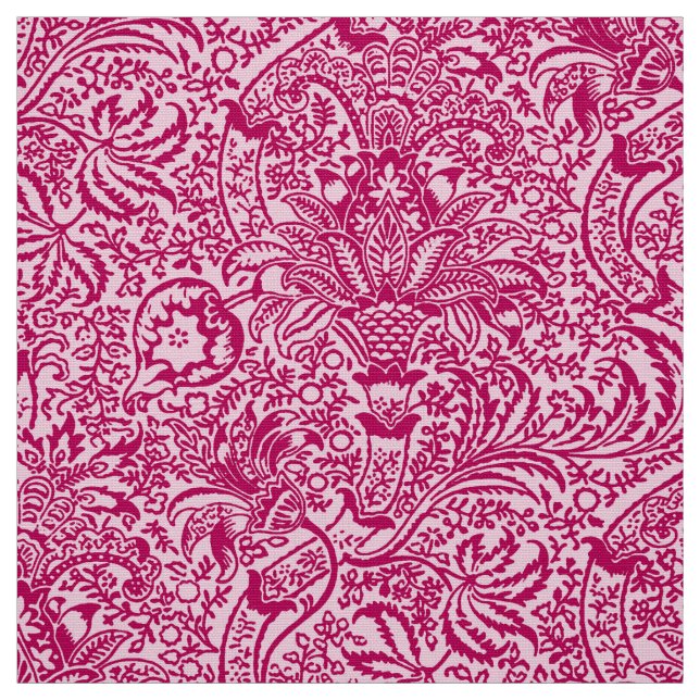 Tissu William Morris indien, Fuchsia et rose pastel (Échantillon)