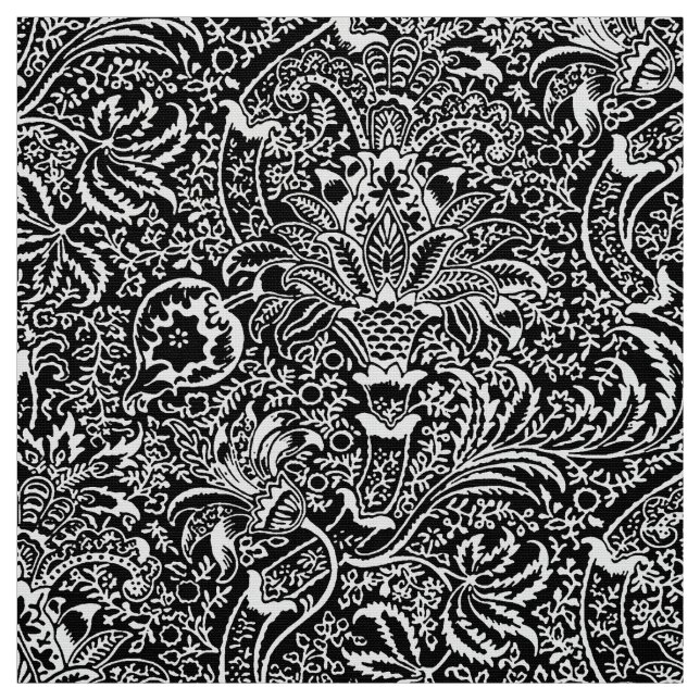 Tissu William Morris Indien, noir et blanc (Échantillon)