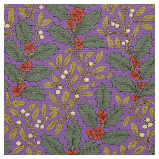 Tissu William Morris Inspiré Holly & Mistletoe (Échantillon)