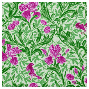 Tissu William Morris Irises, Green, Magenta et Orchid