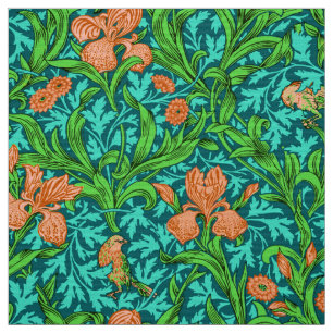 Tissu William Morris Irises, Orange et Turquoise
