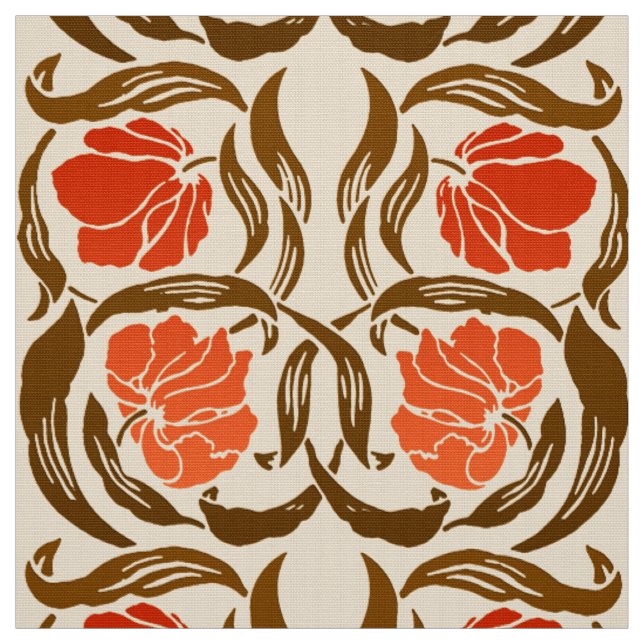 Tissu William Morris Pimpernel, Mandarin Orange & Brown (Échantillon)