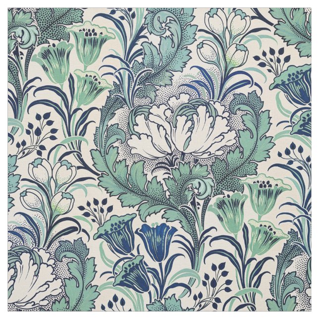Tissu William Morris Vert Crème Turquoise Motif Floral (Échantillon)