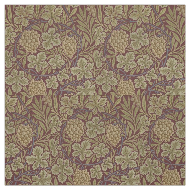 Tissu William Morris Vine Grappe Rouge Vert Art (Échantillon)