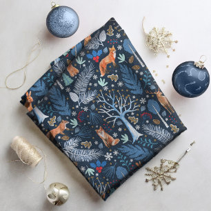 Tissu Winter Woodland Blue/Gold ID785