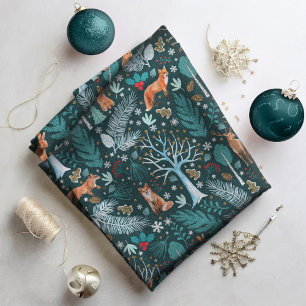 Tissu Winter Woodland Turquoise/Gold ID785