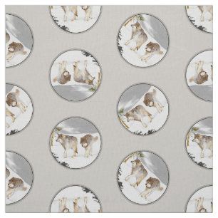 Tissu Wolves Winter Snow Painting Art original de la fau