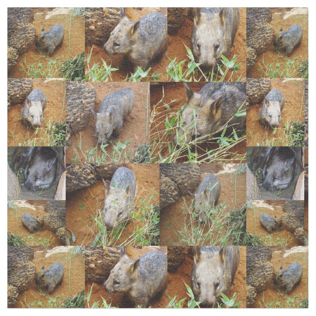 Tissu Wombat photo collage (Fermer)