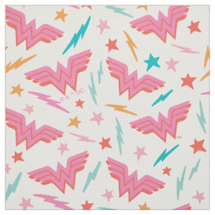 Tissu Wonder Woman Logo Rose et Motif Éclair