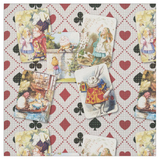 Tissu Wonderland Cards avec Alice et son ami magique